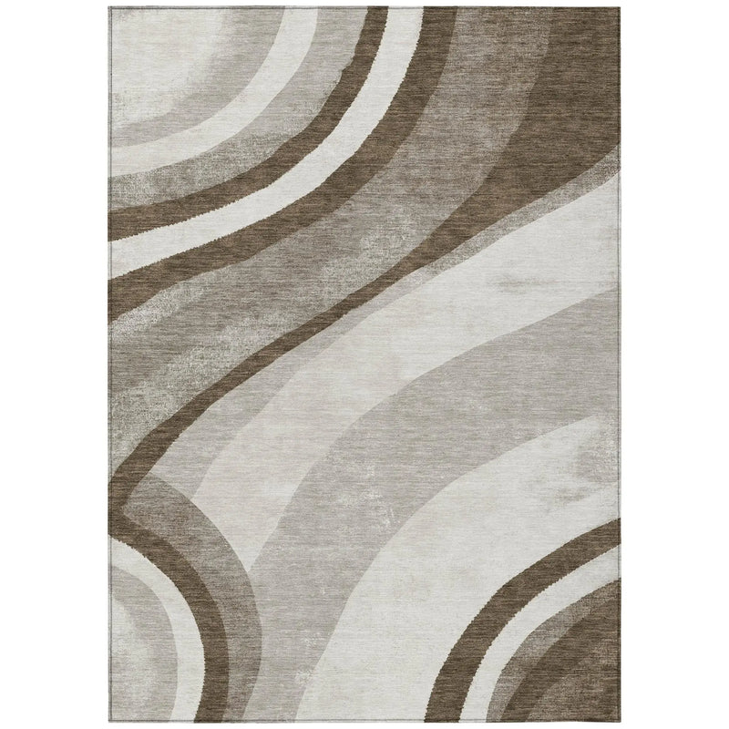 8' X 10' Brown And Ivory Abstract Washable Indoor Outdoor Area Rug Homeroots Outdoor