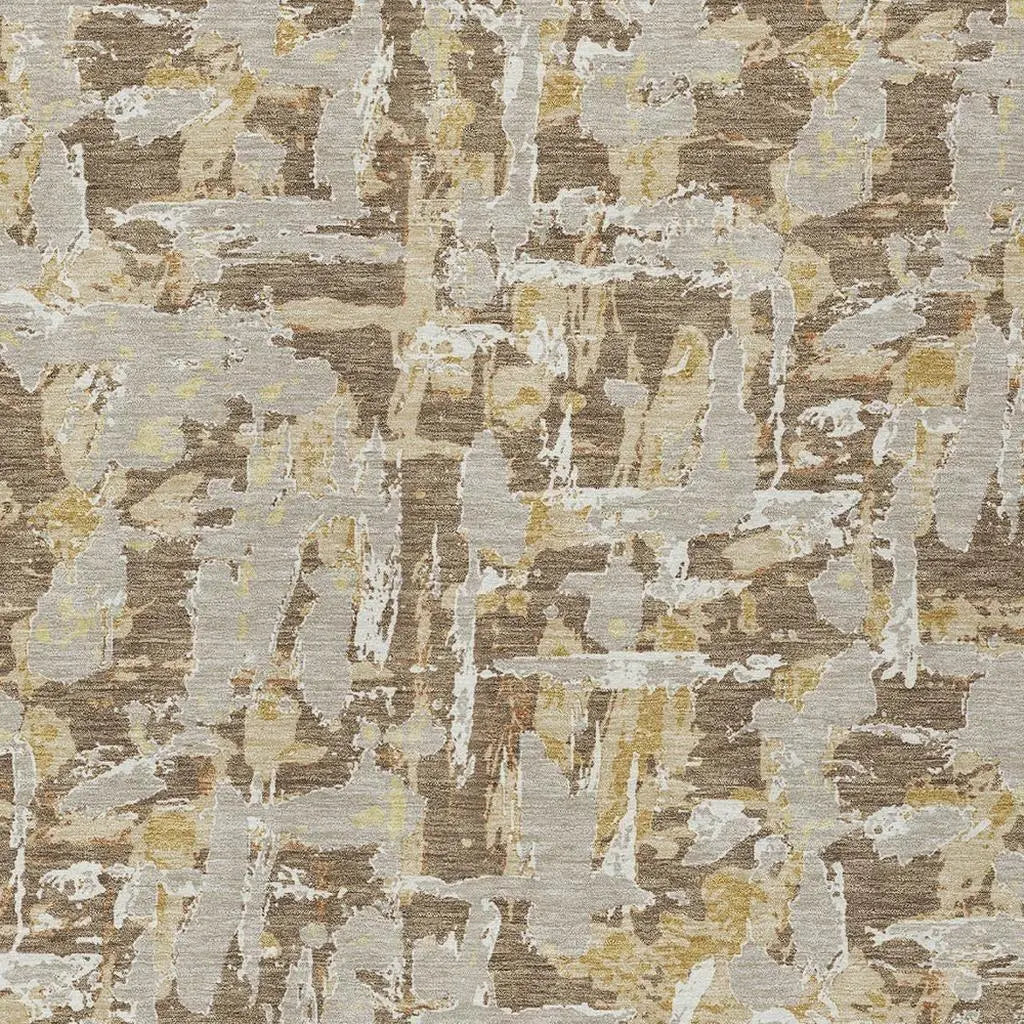 8' X 10' Brown And Ivory Abstract Washable Indoor Outdoor Area Rug Homeroots Outdoor