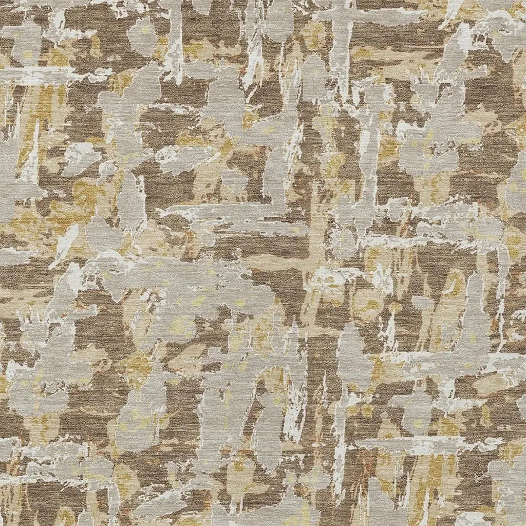 8' X 10' Brown And Ivory Abstract Washable Indoor Outdoor Area Rug Homeroots Outdoor