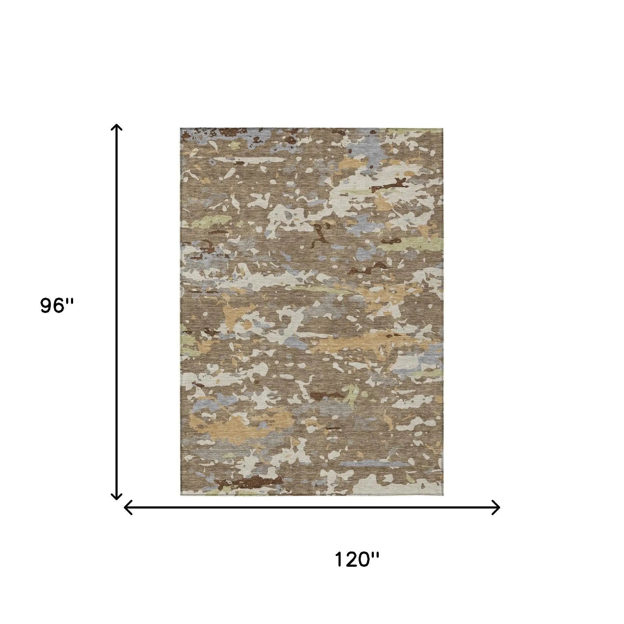 8' X 10' Brown And Ivory Abstract Washable Indoor Outdoor Area Rug Homeroots Outdoor