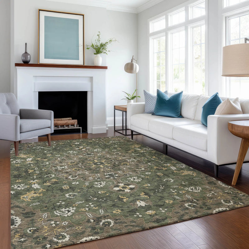 8' X 10' Brown And Ivory Floral Medallion Washable Indoor Outdoor Area Rug Homeroots Outdoor