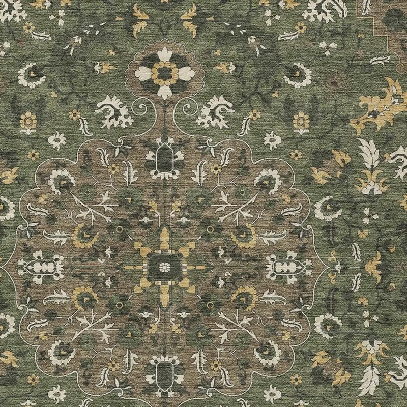 8' X 10' Brown And Ivory Floral Medallion Washable Indoor Outdoor Area Rug Homeroots Outdoor