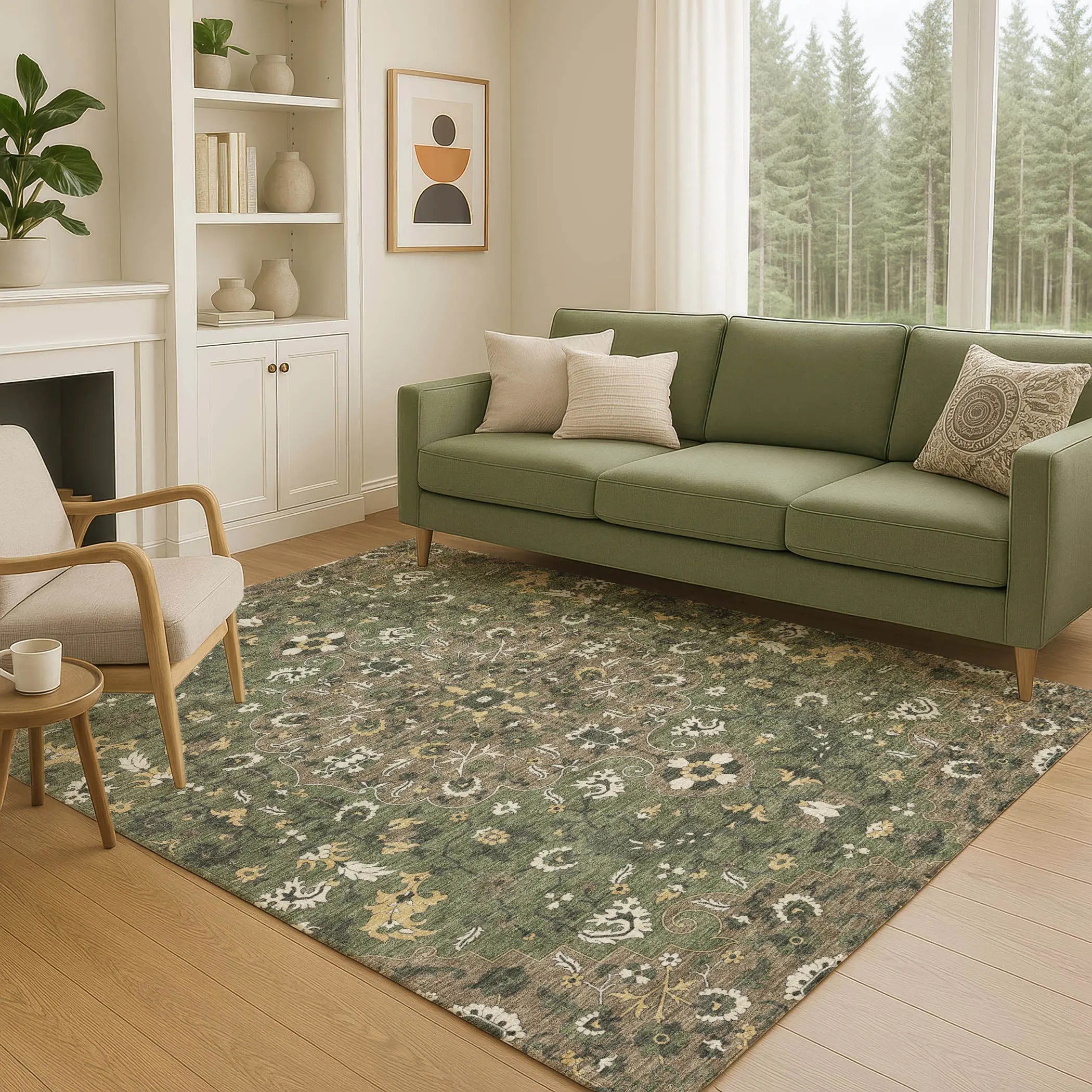 8' X 10' Brown And Ivory Floral Medallion Washable Indoor Outdoor Area Rug Homeroots Outdoor
