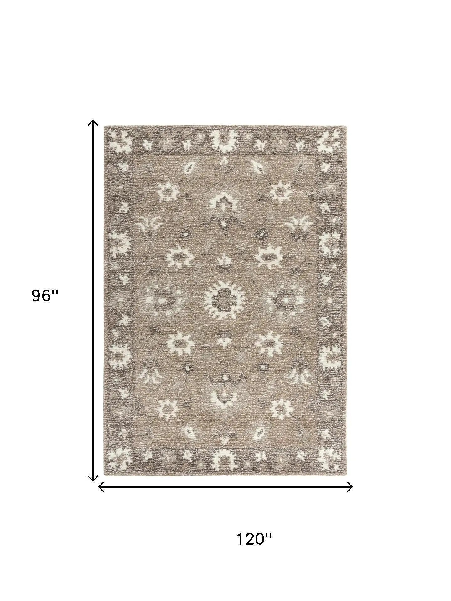 8' X 10' Brown And Ivory Wool Oriental Hand Tufted Area Rug Homeroots Home Decor