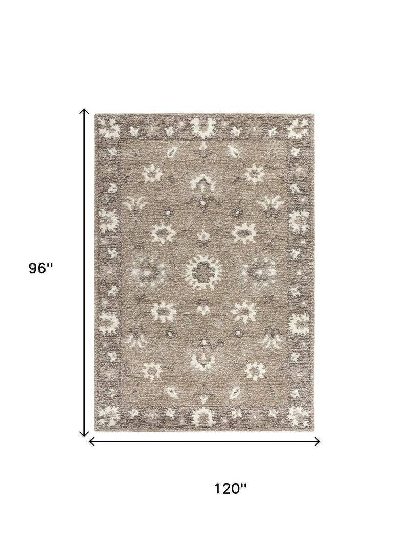 8' X 10' Brown And Ivory Wool Oriental Hand Tufted Area Rug Homeroots Home Decor