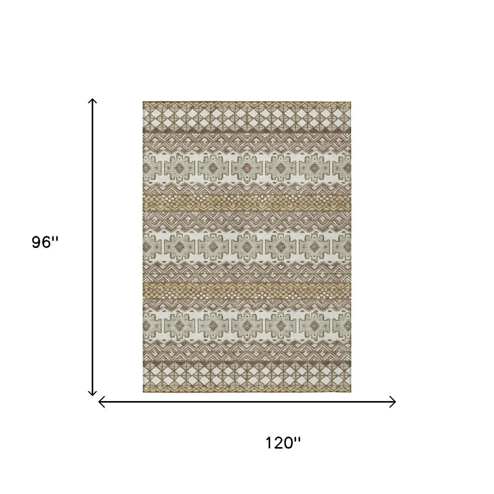 8' X 10' Brown And Khaki Striped Washable Indoor Outdoor Area Rug Homeroots Outdoor