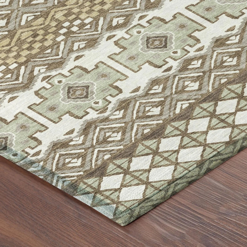 8' X 10' Brown And Khaki Striped Washable Indoor Outdoor Area Rug Homeroots Outdoor