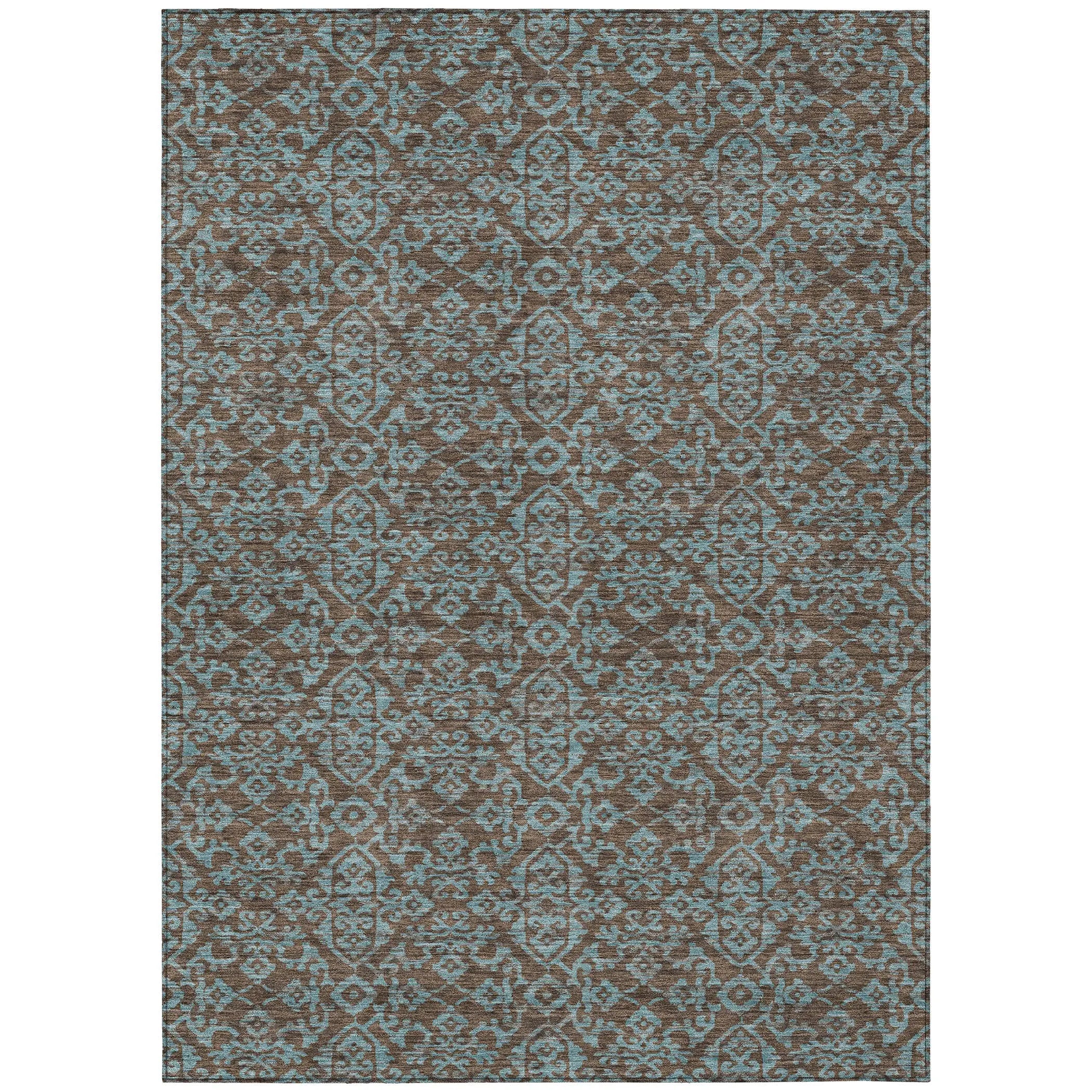 8' X 10' Brown And Linen Oriental Washable Indoor Outdoor Area Rug Homeroots Outdoor