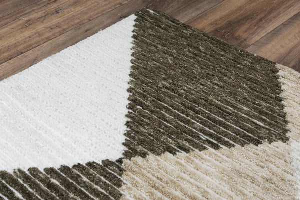 8' X 10' Brown And Natural Geometric Hand Tufted Area Rug Homeroots Home Decor