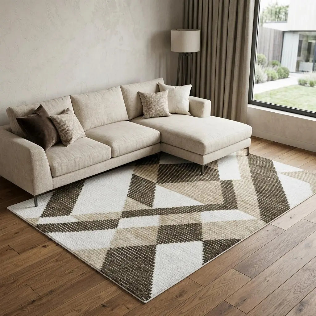 8' X 10' Brown And Natural Geometric Hand Tufted Area Rug Homeroots Home Decor