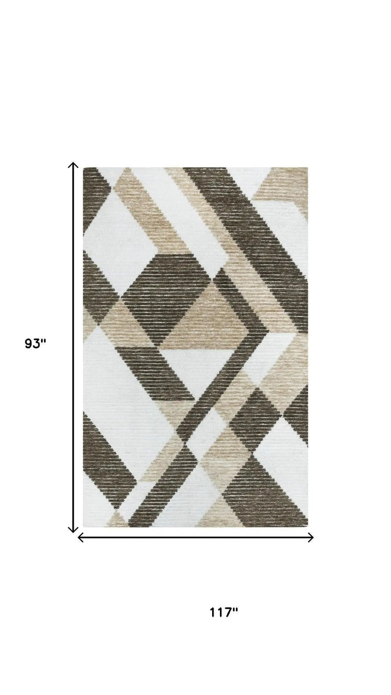8' X 10' Brown And Natural Geometric Hand Tufted Area Rug Homeroots Home Decor