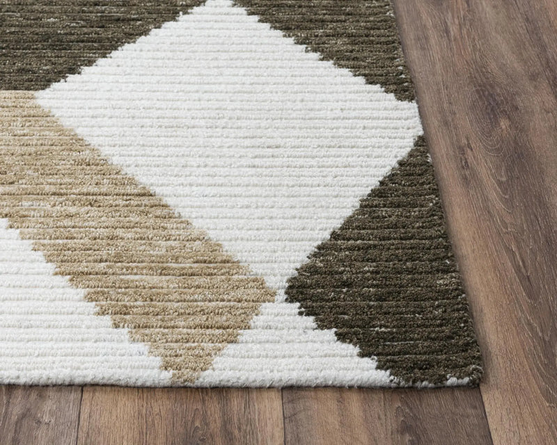 8' X 10' Brown And Natural Geometric Hand Tufted Area Rug Homeroots Home Decor