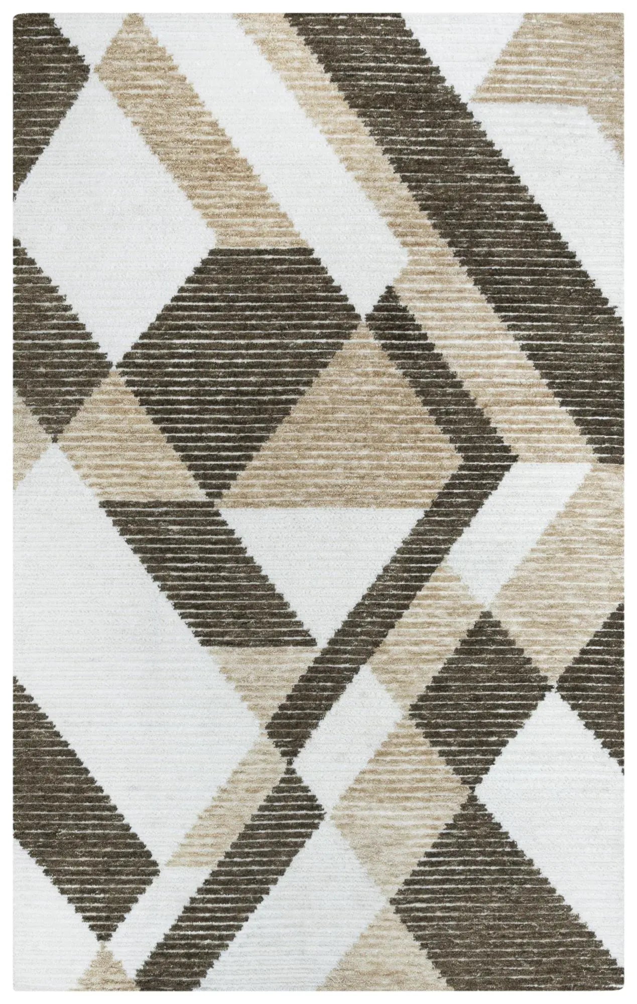 8' X 10' Brown And Natural Geometric Hand Tufted Area Rug Homeroots Home Decor
