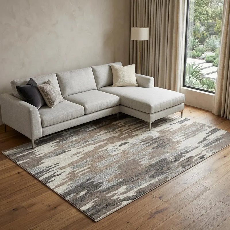 8' X 10' Brown And Natural Wool Abstract Hand Tufted Area Rug Homeroots Home Decor