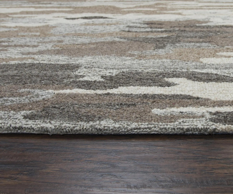 8' X 10' Brown And Natural Wool Abstract Hand Tufted Area Rug Homeroots Home Decor