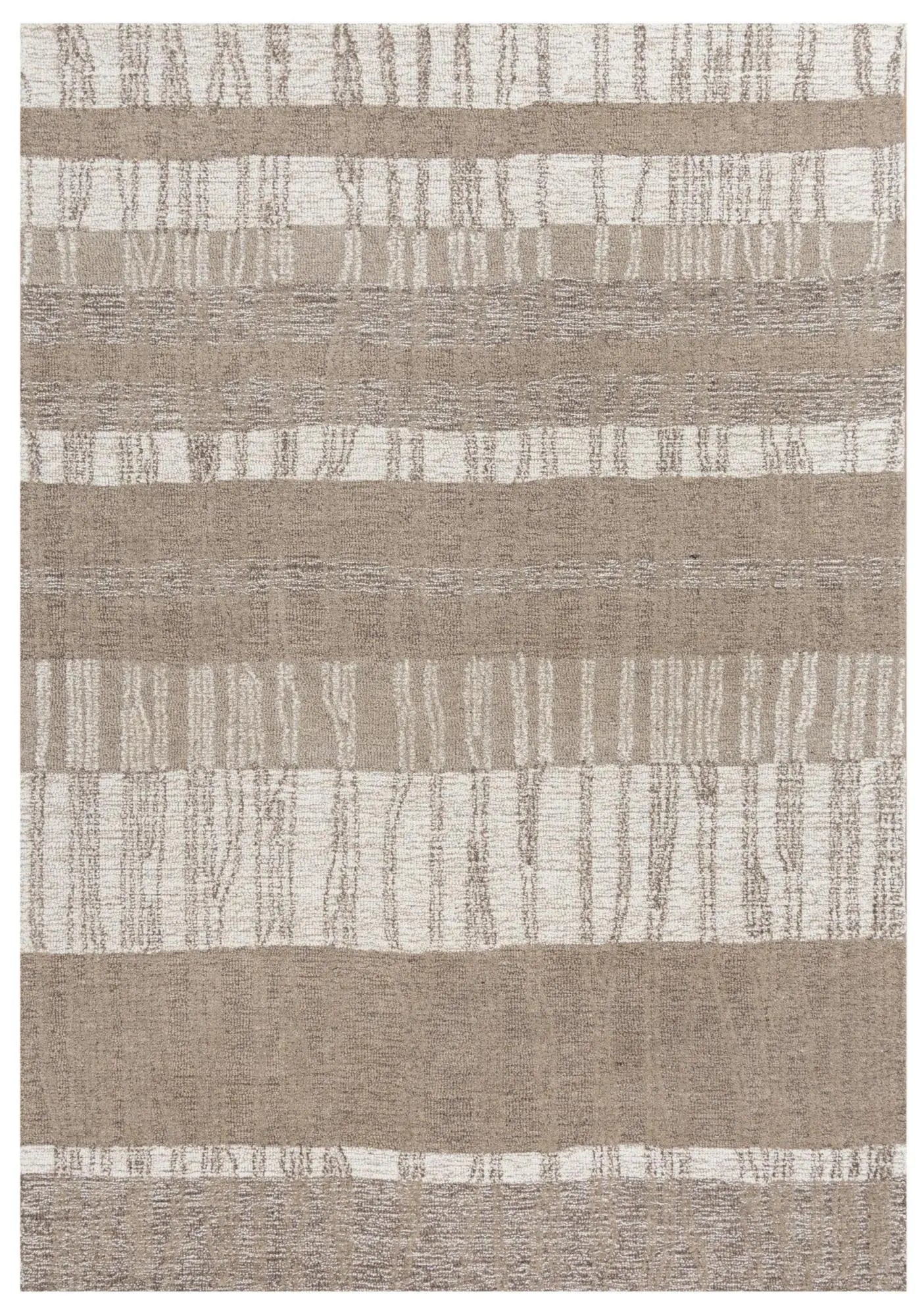 8' X 10' Brown And Natural Wool Striped Hand Tufted Area Rug Homeroots Home Decor