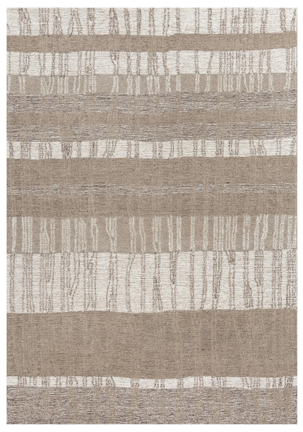 8' X 10' Brown And Natural Wool Striped Hand Tufted Area Rug Homeroots Home Decor