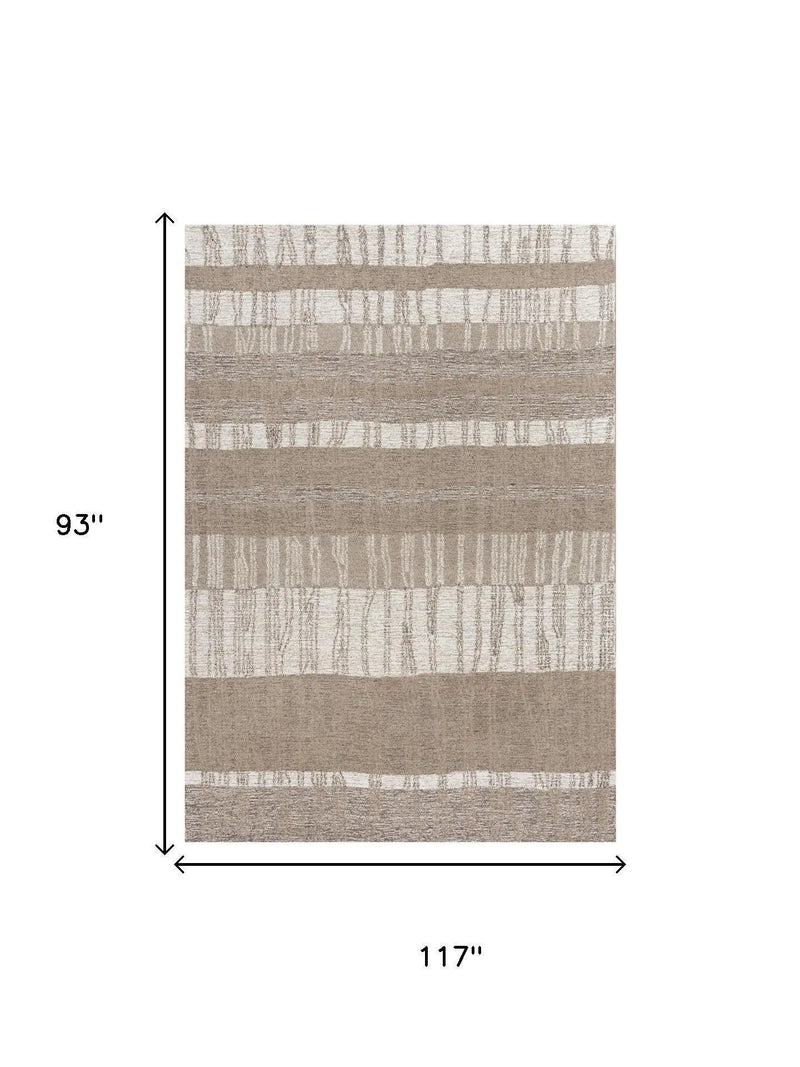 8' X 10' Brown And Natural Wool Striped Hand Tufted Area Rug Homeroots Home Decor