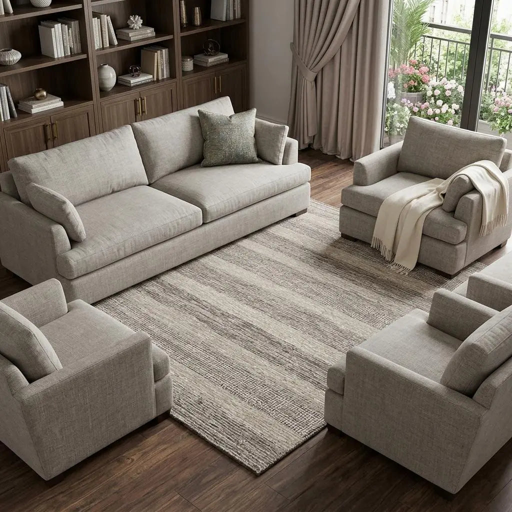 8' X 10' Brown And Natural Wool Striped Hand Tufted Area Rug Homeroots Home Decor