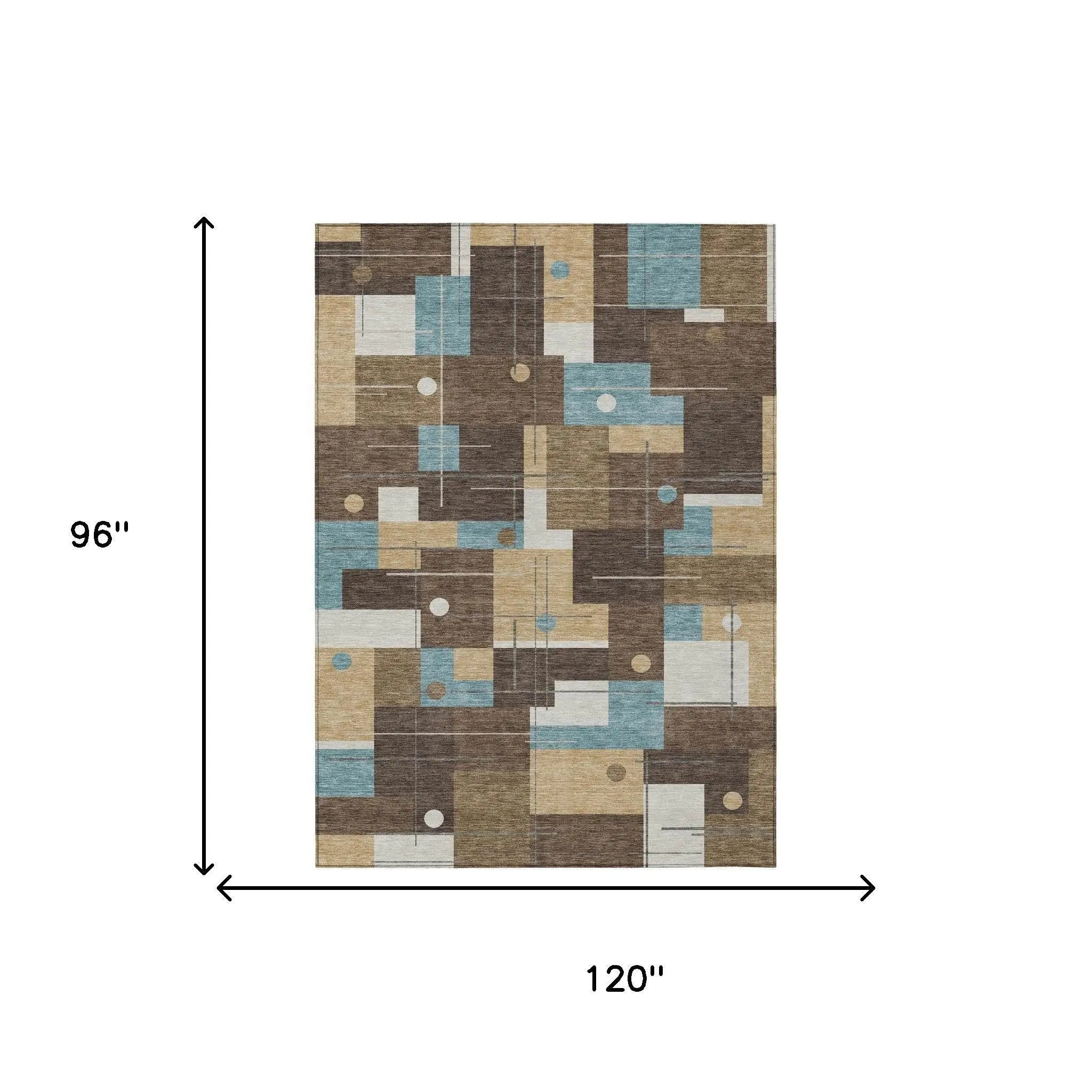 8' X 10' Brown And Pewter Geometric Washable Indoor Outdoor Area Rug Homeroots Outdoor