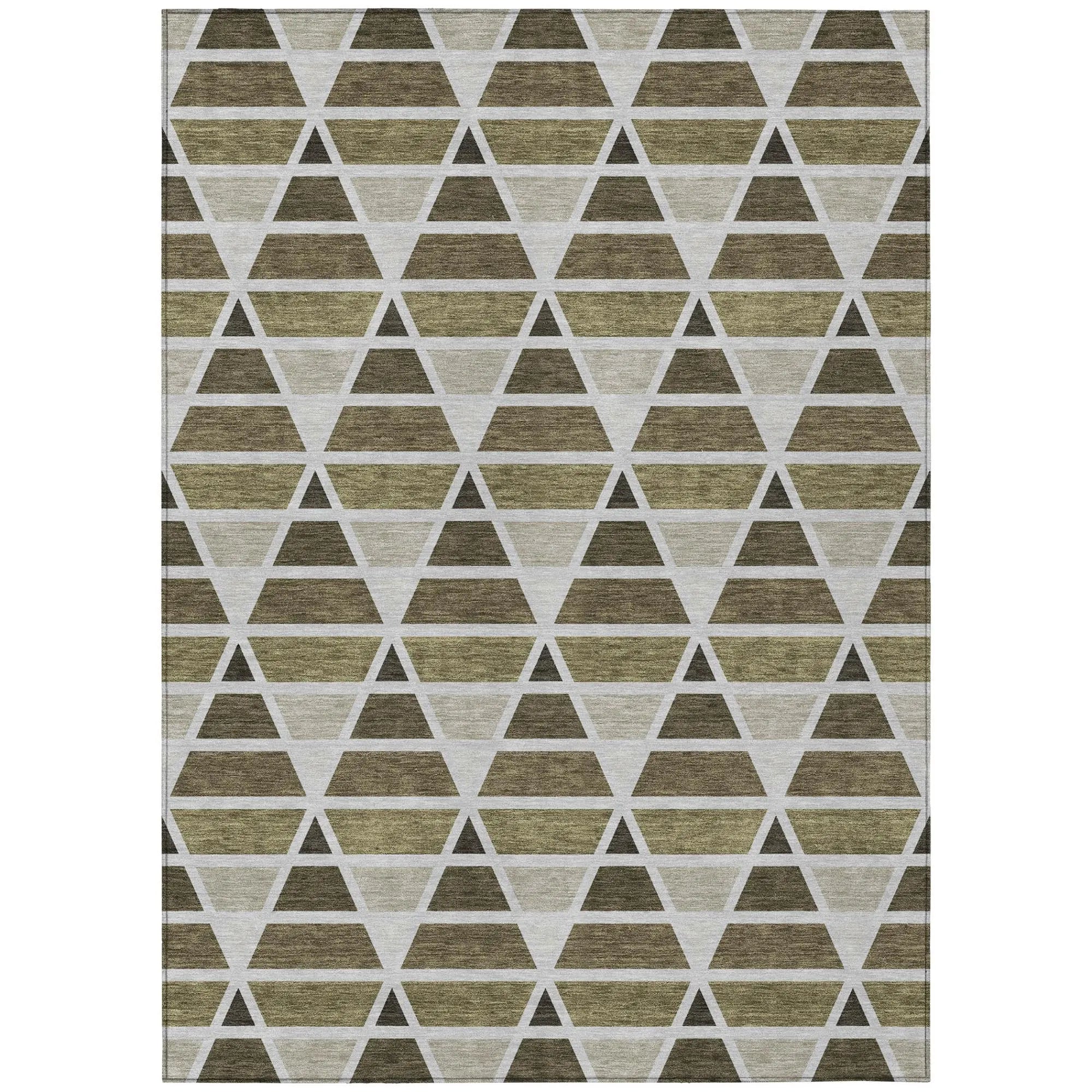 8' X 10' Brown And Pewter Geometric Washable Indoor Outdoor Area Rug Homeroots Outdoor