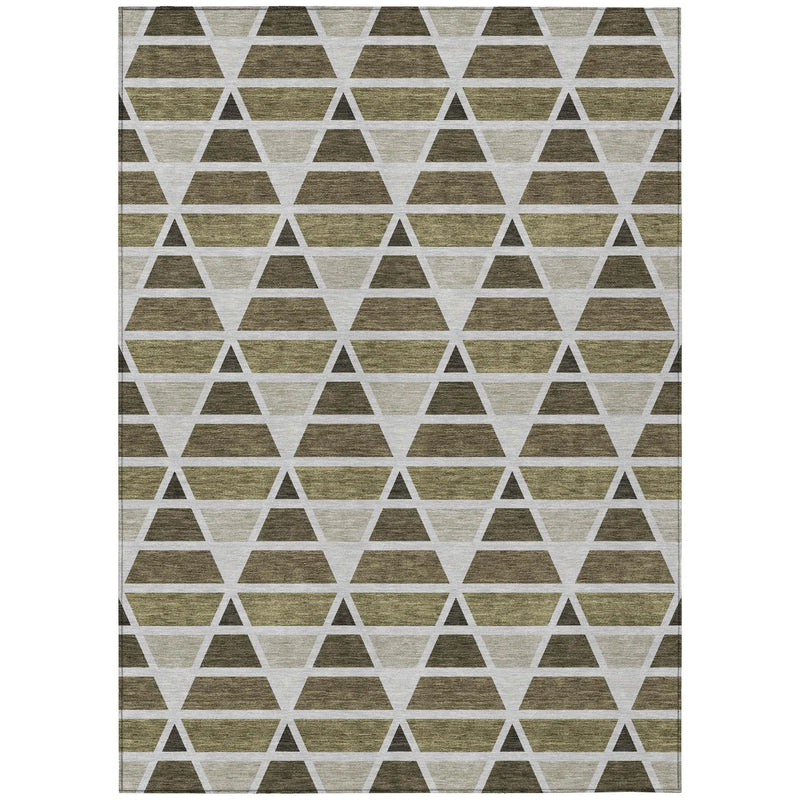 8' X 10' Brown And Pewter Geometric Washable Indoor Outdoor Area Rug Homeroots Outdoor