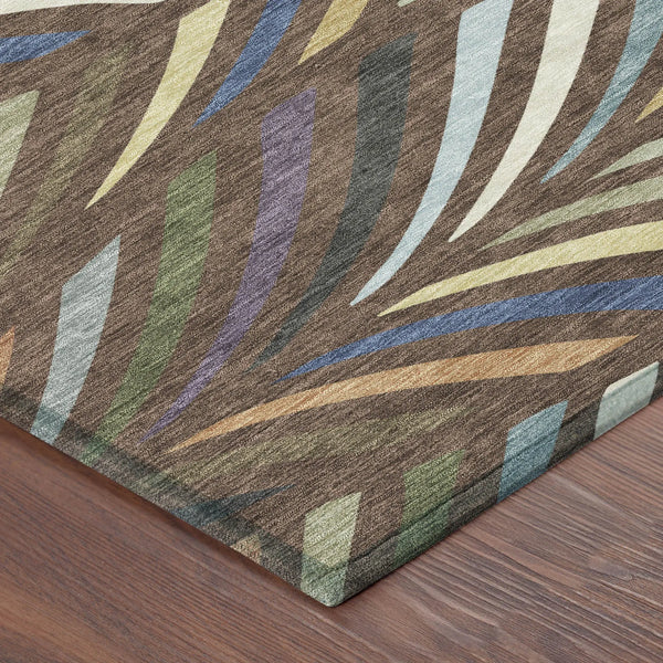 8' X 10' Brown And Plum Abstract Washable Indoor Outdoor Area Rug Homeroots Outdoor