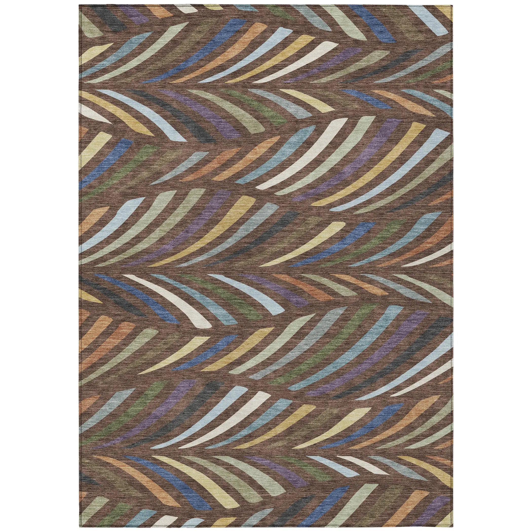 8' X 10' Brown And Plum Abstract Washable Indoor Outdoor Area Rug Homeroots Outdoor