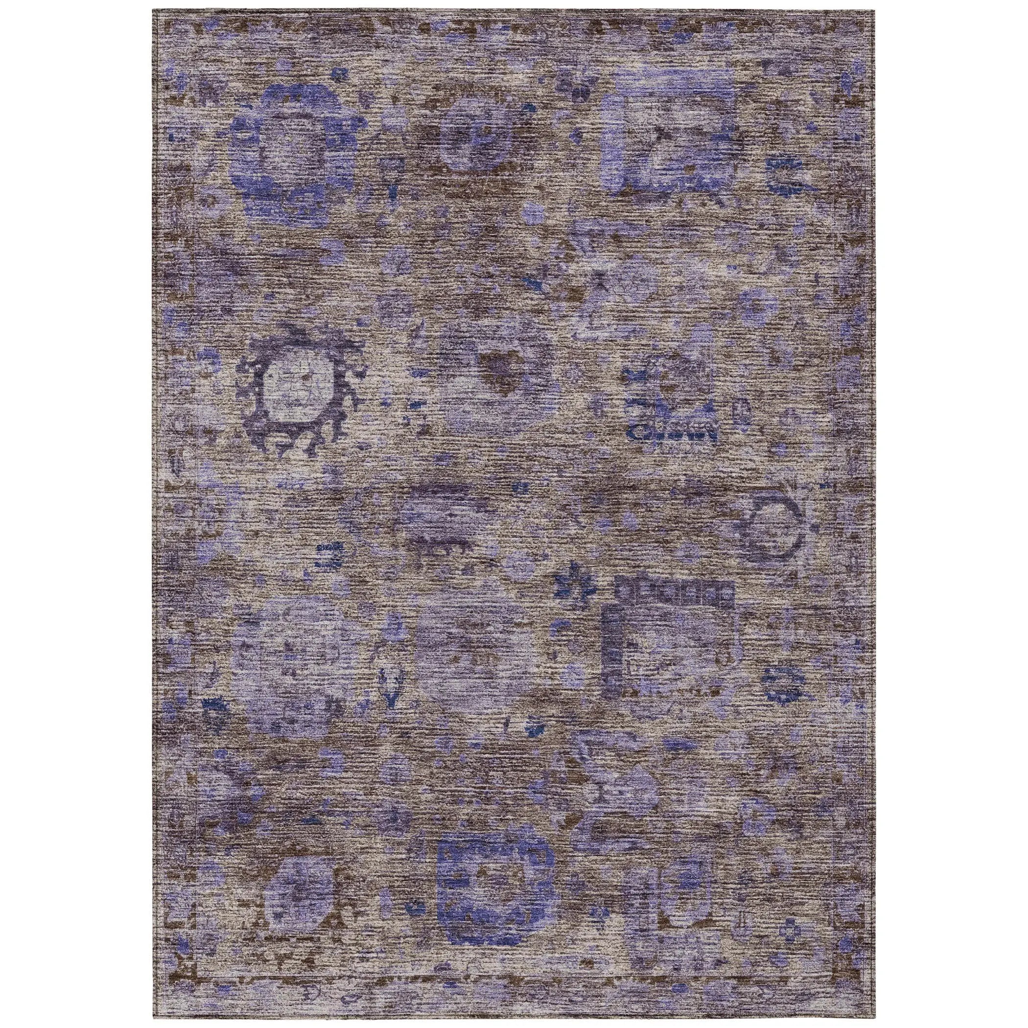 8' X 10' Brown And Plum Abstract Washable Indoor Outdoor Area Rug Homeroots Outdoor