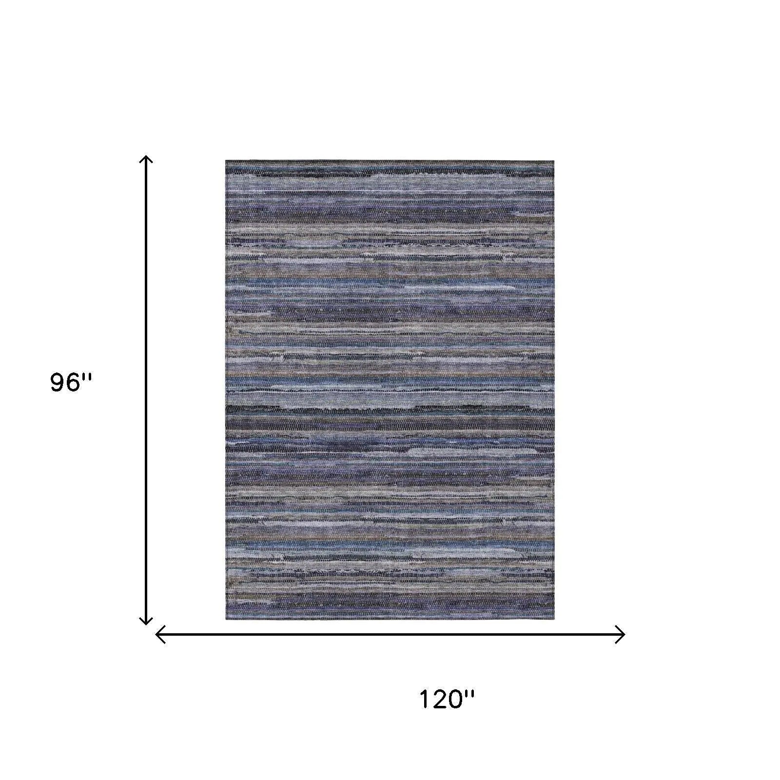 8' X 10' Brown And Plum Striped Washable Indoor Outdoor Area Rug Homeroots Outdoor