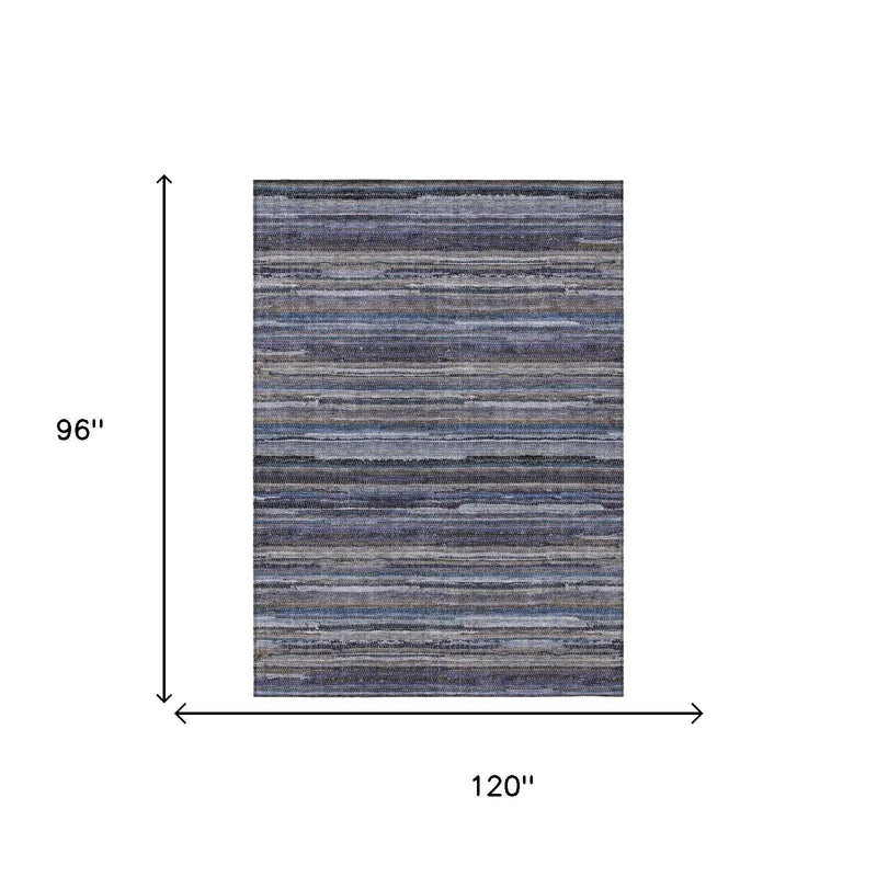 8' X 10' Brown And Plum Striped Washable Indoor Outdoor Area Rug Homeroots Outdoor