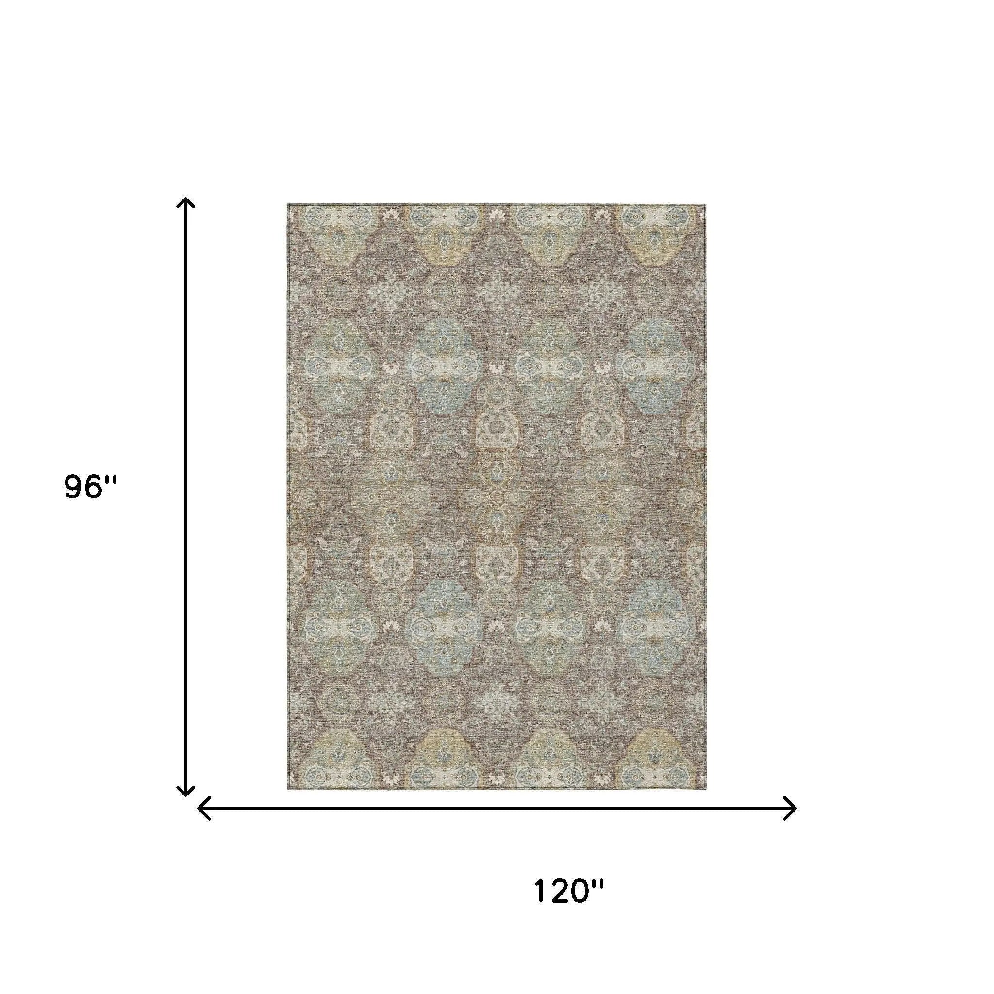 8' X 10' Brown And Sage Floral Washable Indoor Outdoor Area Rug Homeroots Outdoor