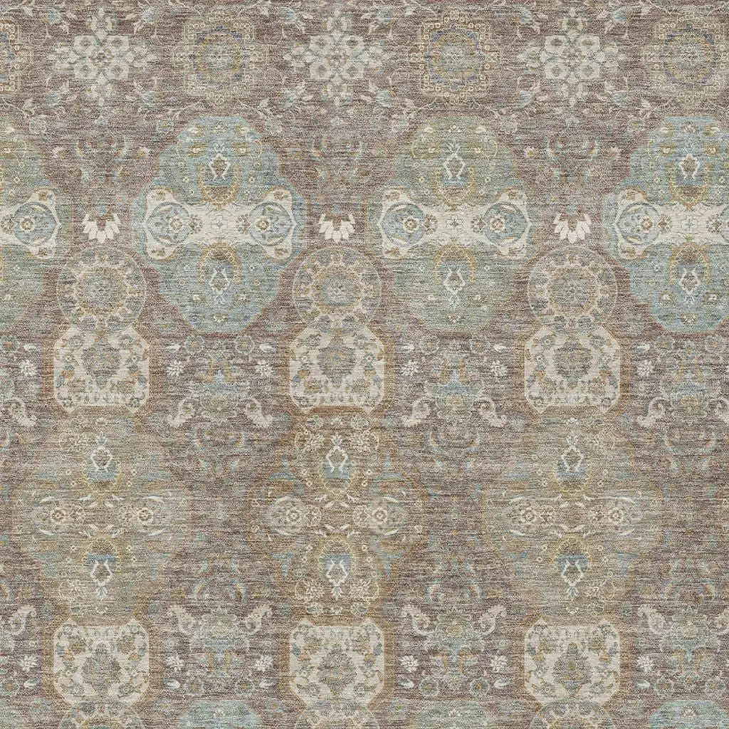 8' X 10' Brown And Sage Floral Washable Indoor Outdoor Area Rug Homeroots Outdoor