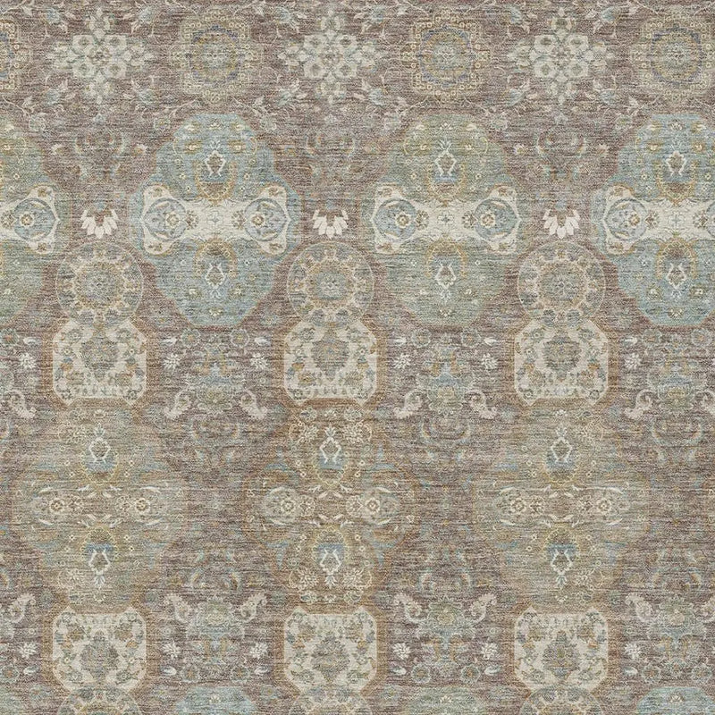 8' X 10' Brown And Sage Floral Washable Indoor Outdoor Area Rug Homeroots Outdoor