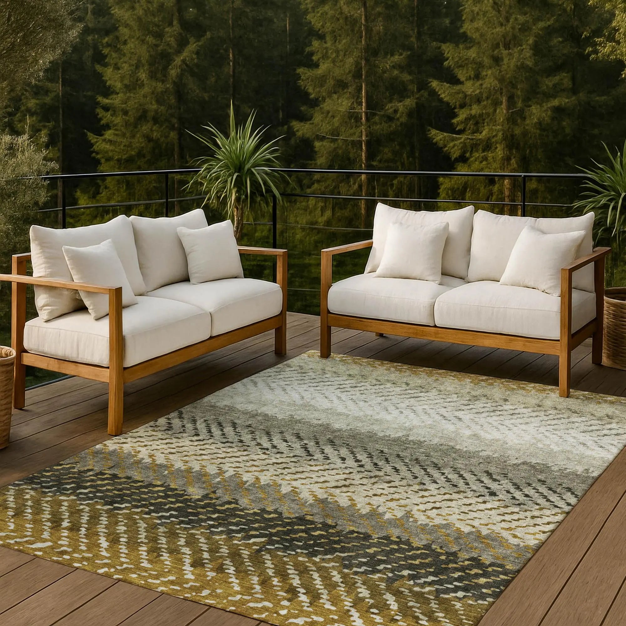 8' X 10' Brown And Sage Striped Washable Indoor Outdoor Area Rug Homeroots Outdoor
