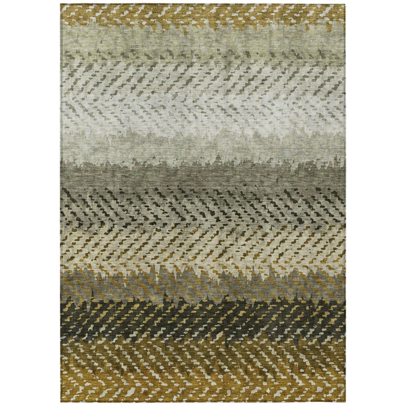8' X 10' Brown And Sage Striped Washable Indoor Outdoor Area Rug Homeroots Outdoor