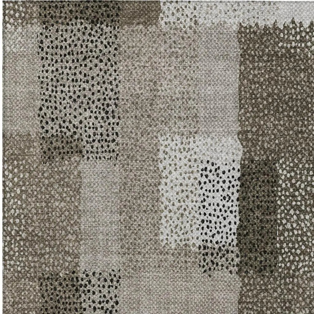 8' X 10' Brown And Silver Abstract Washable Indoor Outdoor Area Rug Homeroots Outdoor