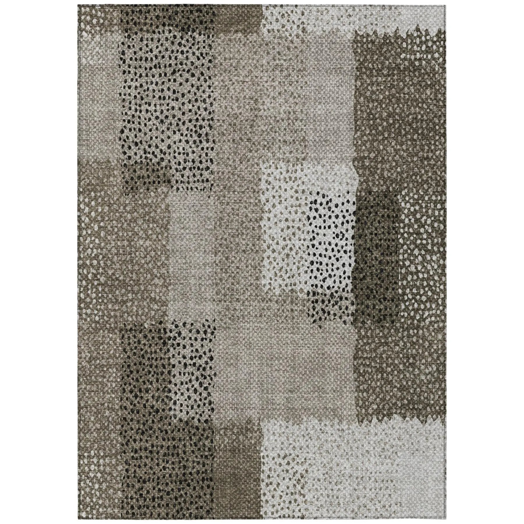 8' X 10' Brown And Silver Abstract Washable Indoor Outdoor Area Rug Homeroots Outdoor