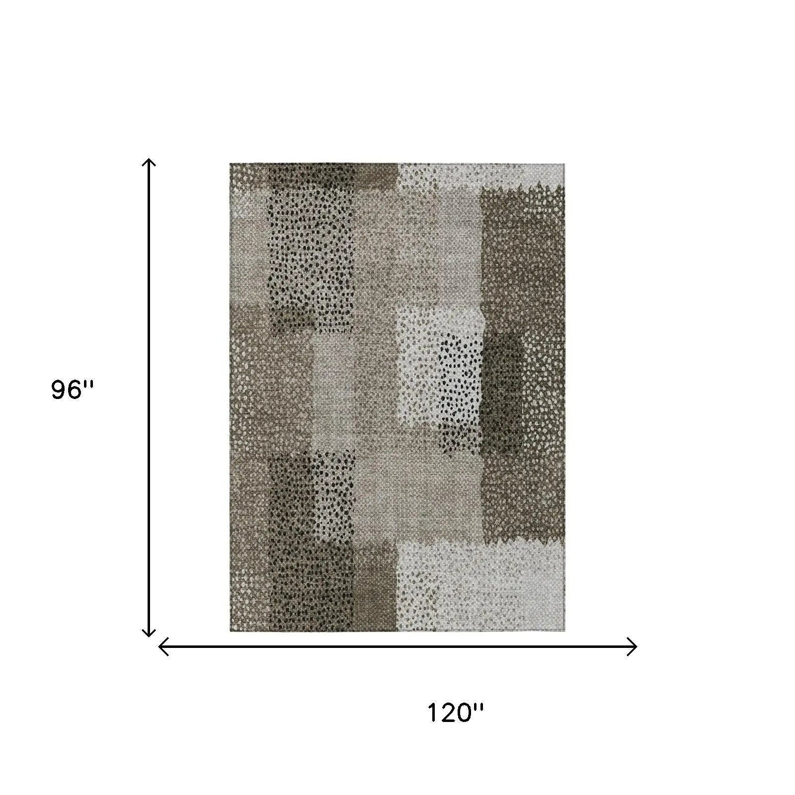 8' X 10' Brown And Silver Abstract Washable Indoor Outdoor Area Rug Homeroots Outdoor