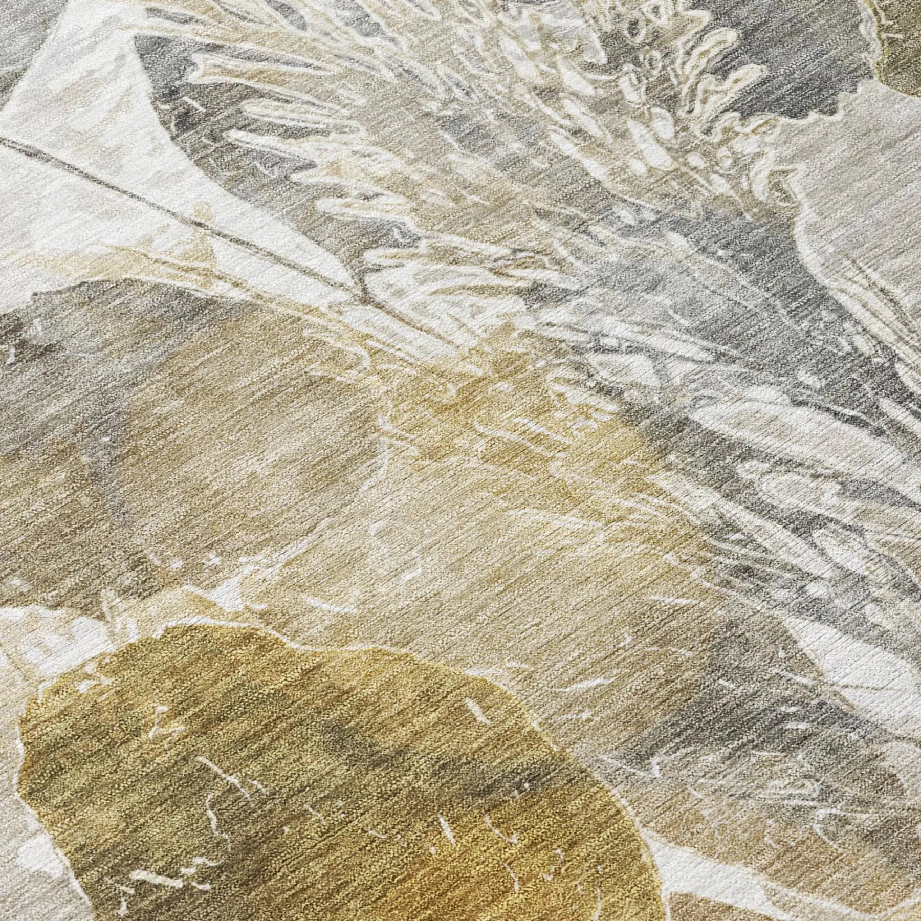 8' X 10' Brown And Silver Botanical Leaves Washable Indoor Outdoor Area Rug Homeroots Outdoor