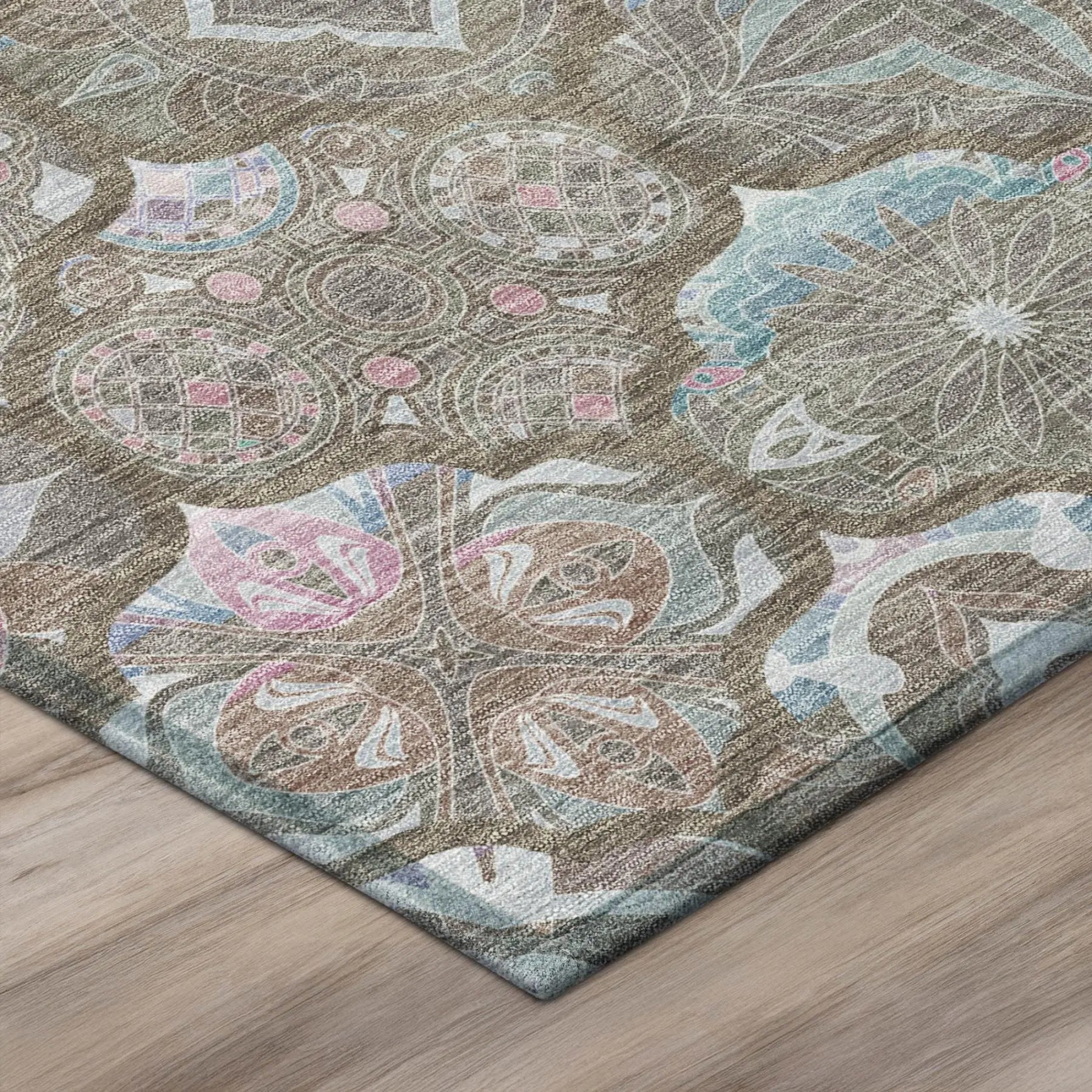 8' X 10' Brown And Silver Ogee Washable Indoor Outdoor Area Rug Homeroots Outdoor