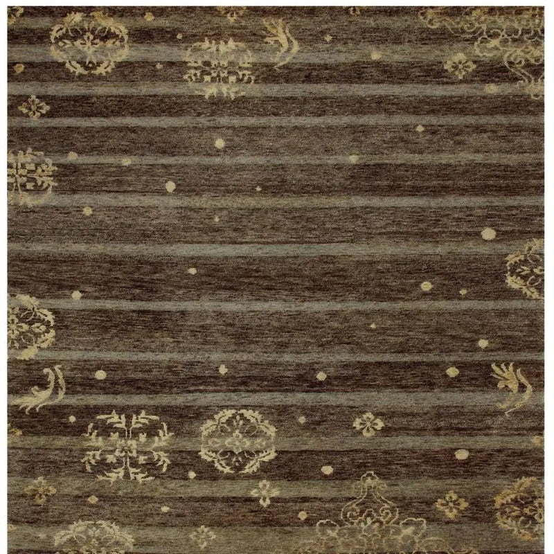 8' X 10' Brown And Tan Striped Hand Knotted Area Rug Homeroots Home Decor