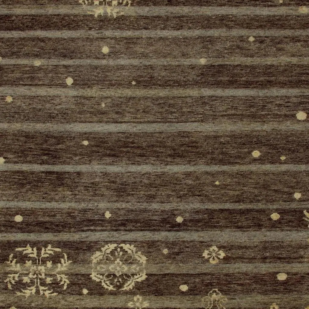 8' X 10' Brown And Tan Striped Hand Knotted Area Rug Homeroots Home Decor