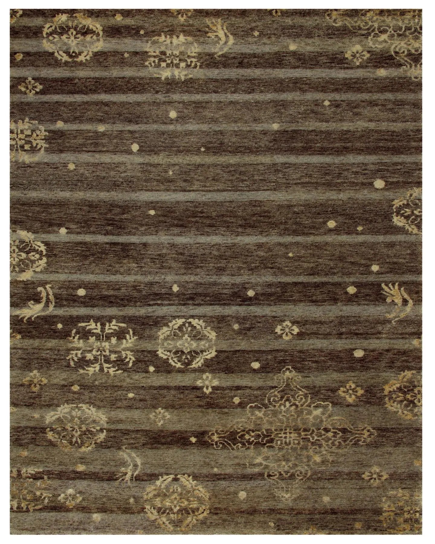 8' X 10' Brown And Tan Striped Hand Knotted Area Rug Homeroots Home Decor