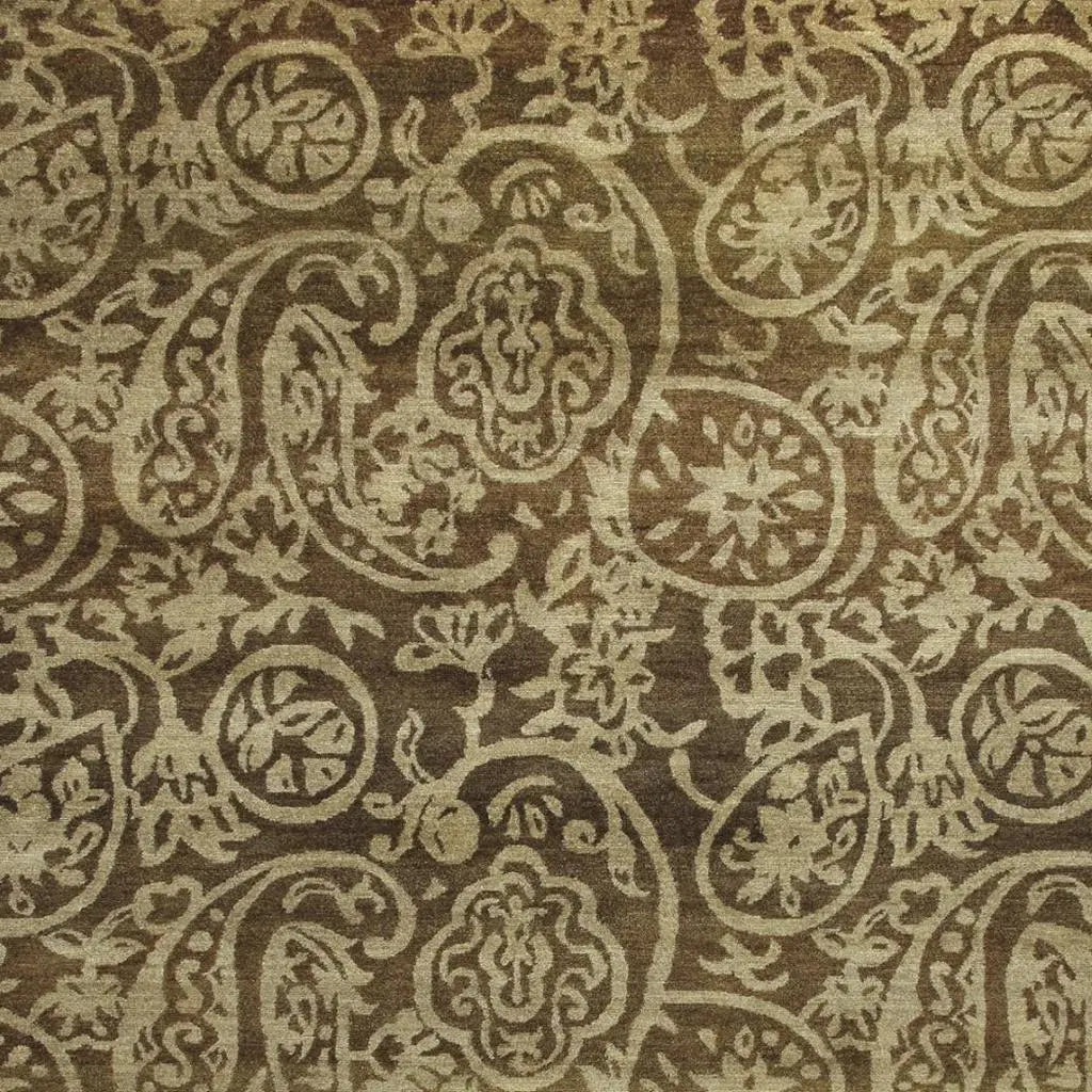 8' X 10' Brown And Tan Wool Paisley Hand Knotted Area Rug Homeroots Home Decor
