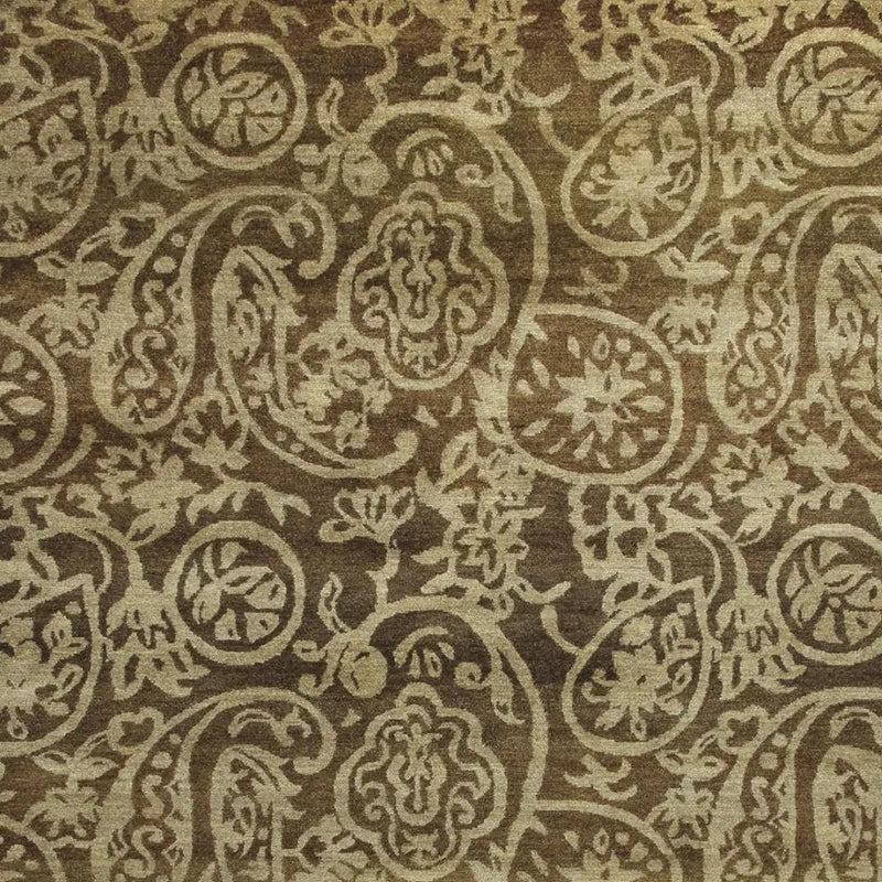 8' X 10' Brown And Tan Wool Paisley Hand Knotted Area Rug Homeroots Home Decor
