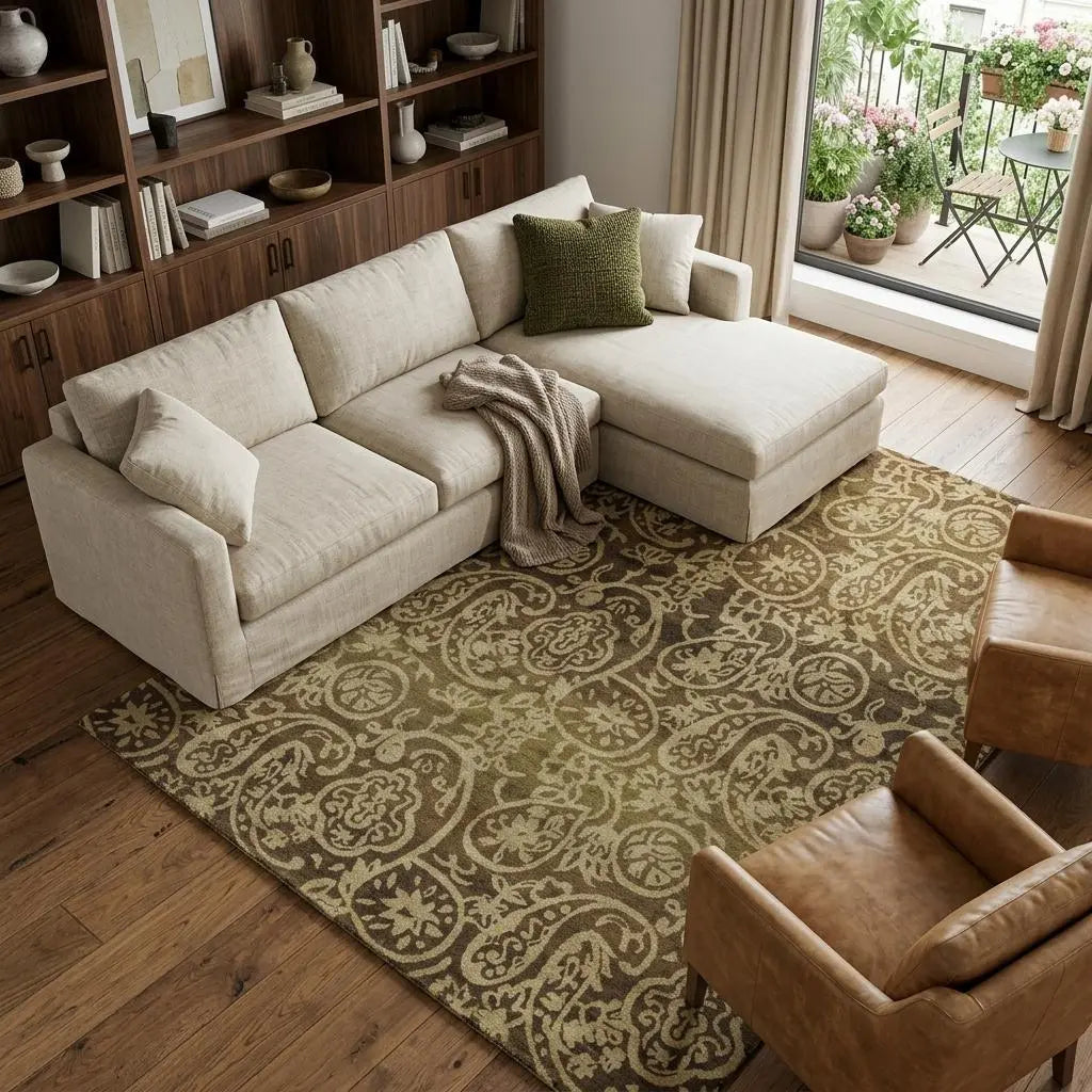 8' X 10' Brown And Tan Wool Paisley Hand Knotted Area Rug Homeroots Home Decor