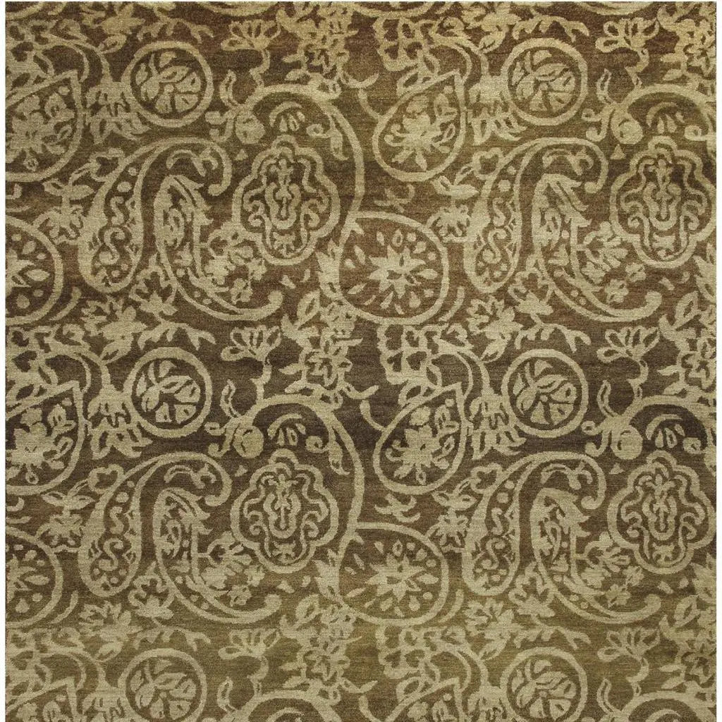 8' X 10' Brown And Tan Wool Paisley Hand Knotted Area Rug Homeroots Home Decor
