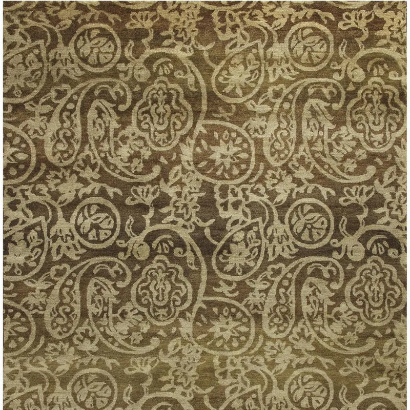 8' X 10' Brown And Tan Wool Paisley Hand Knotted Area Rug Homeroots Home Decor