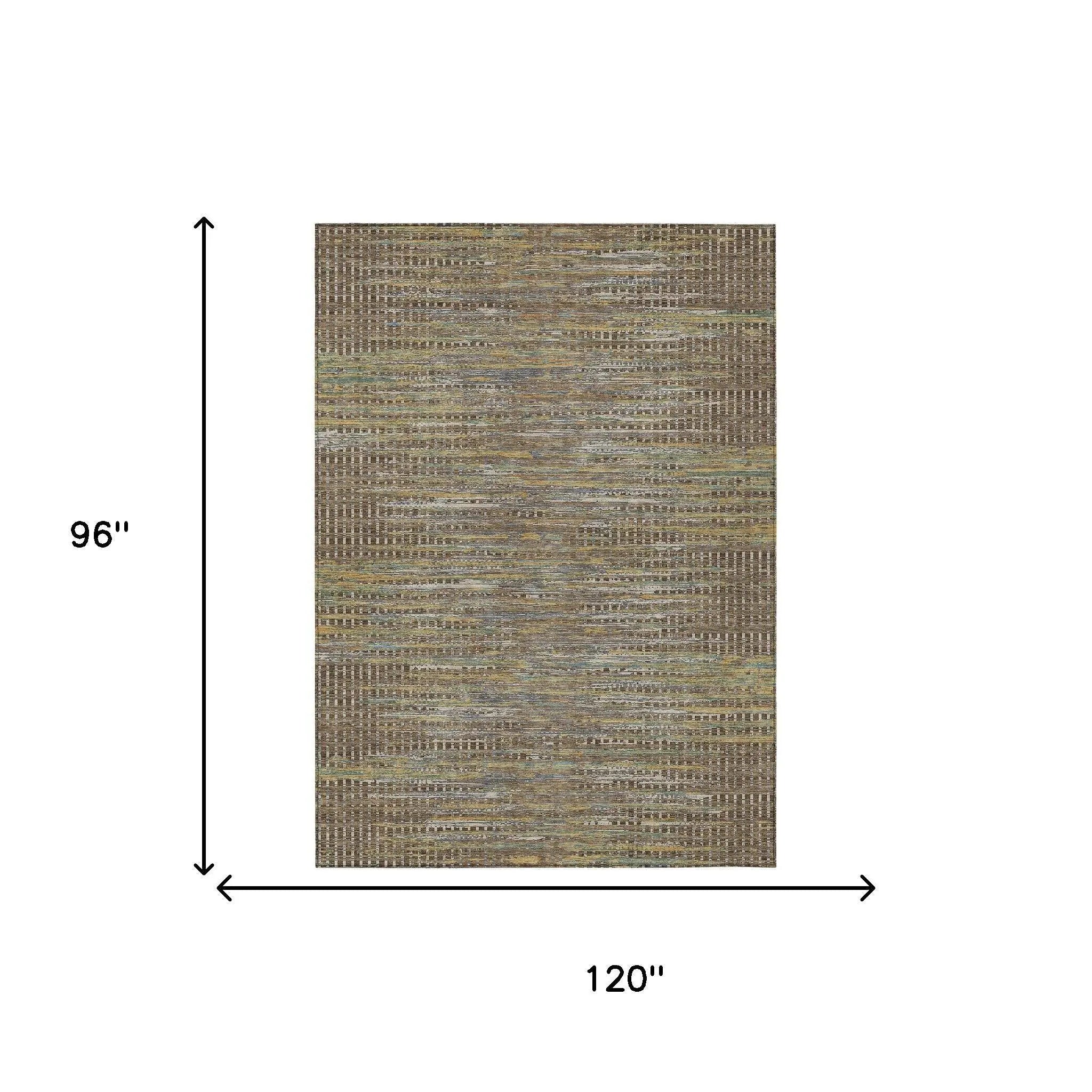 8' X 10' Brown And Taupe Abstract Washable Indoor Outdoor Area Rug Homeroots Outdoor